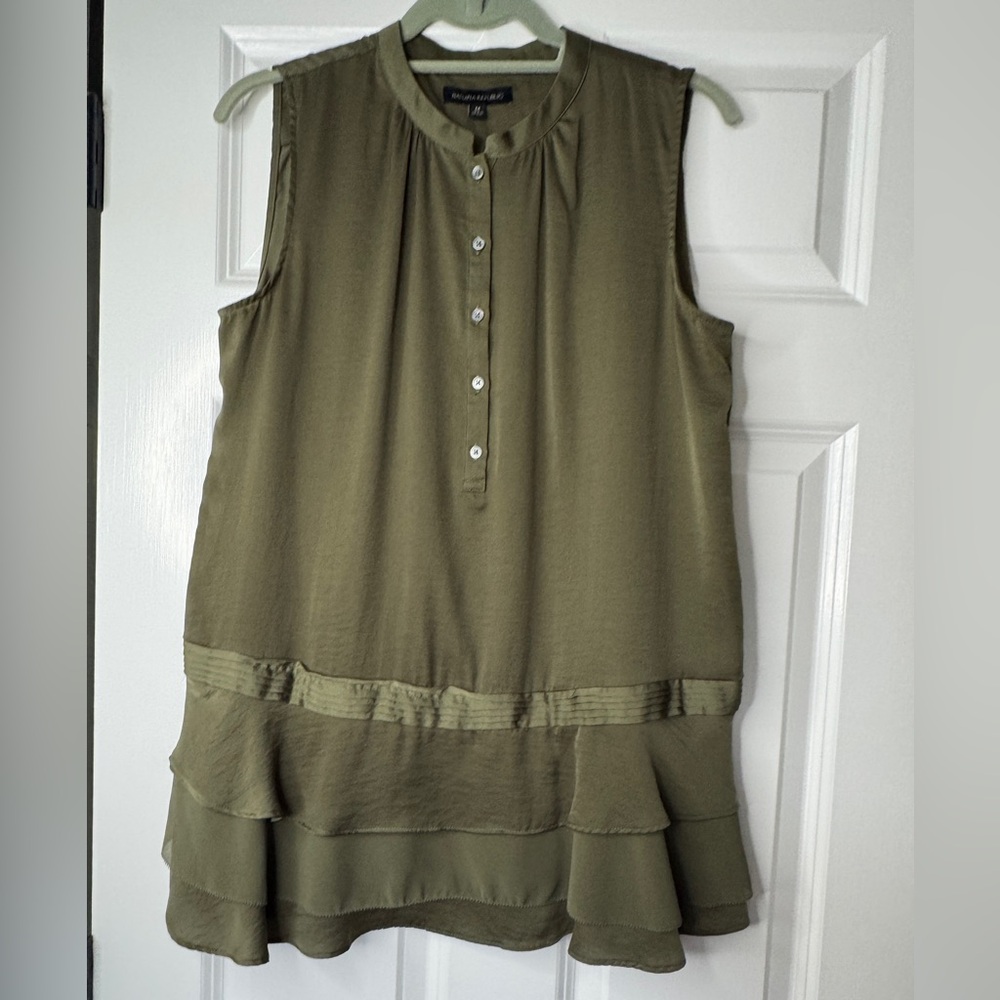 Banana Republic Olive Green Sleeveless Button-Up Top